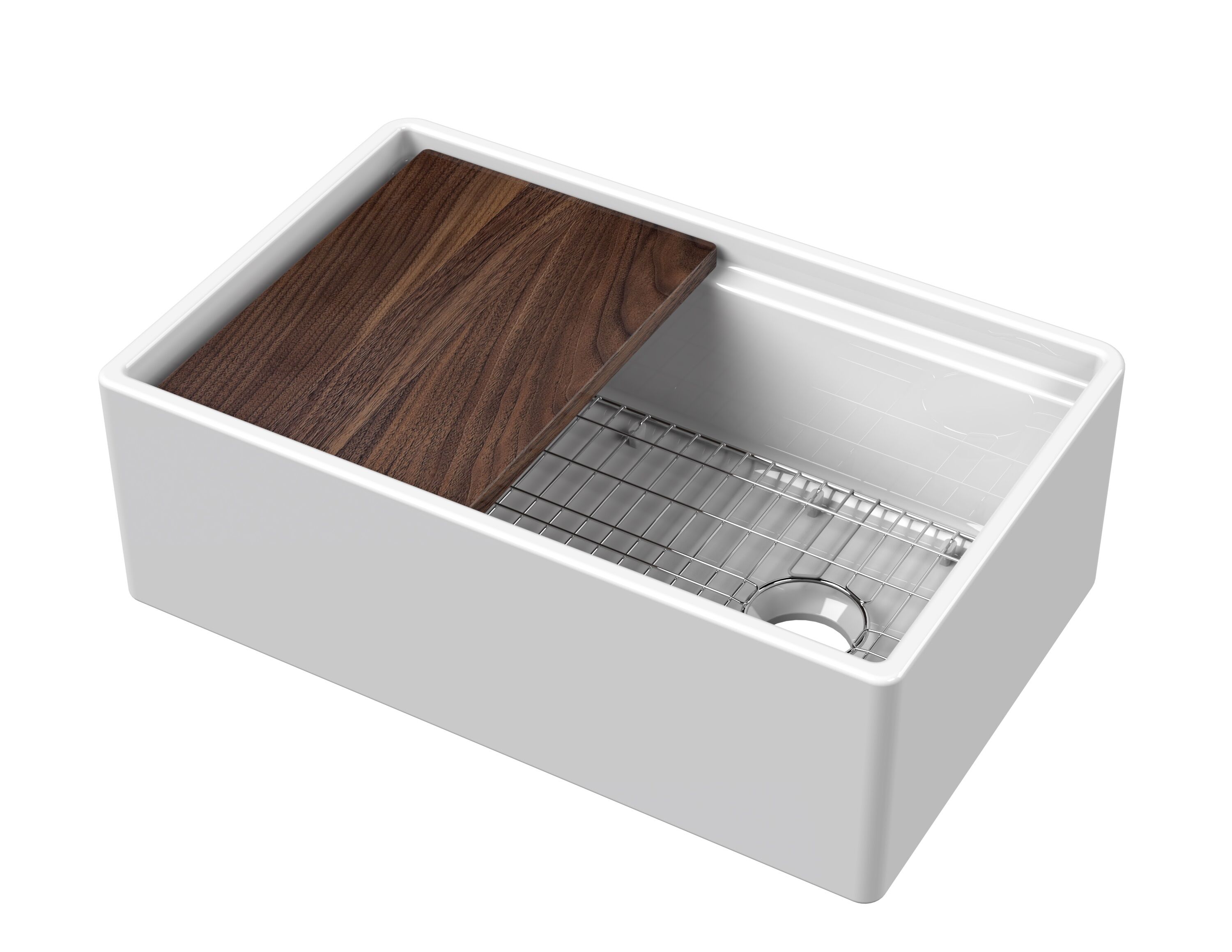 Valquest 30" Butler Ledge Apron Front Fireclay Single Bowl Kitchen Sink