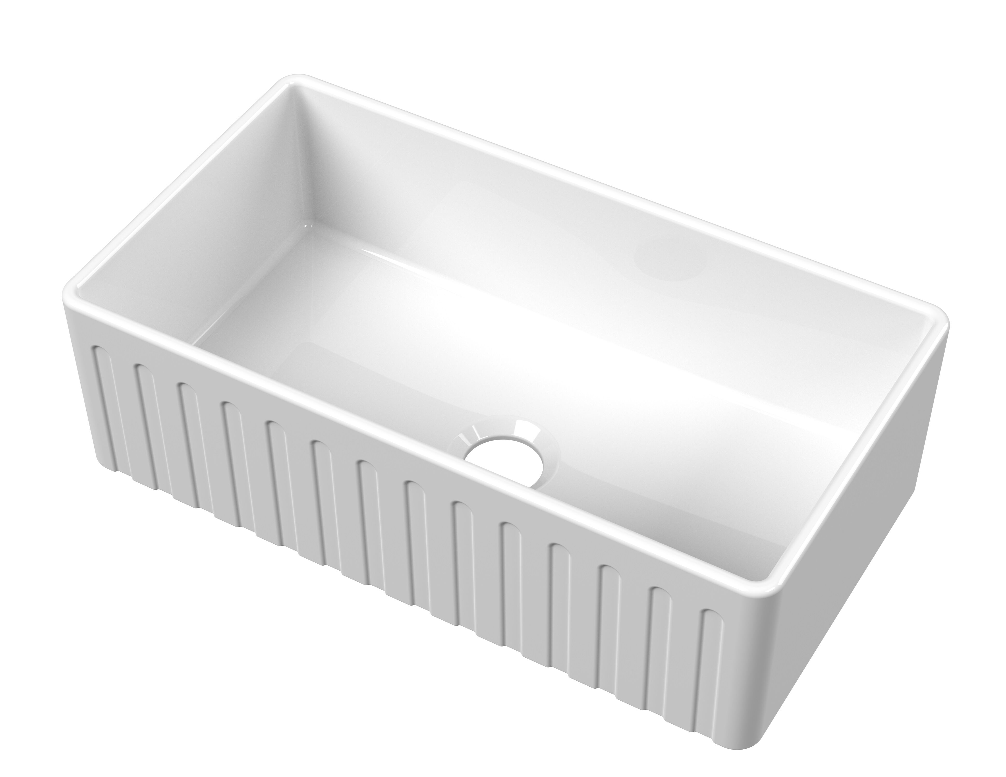 Valquest 33" Reversible Fluted Butler Apron Front Fireclay Single Bowl Kitchen Sink