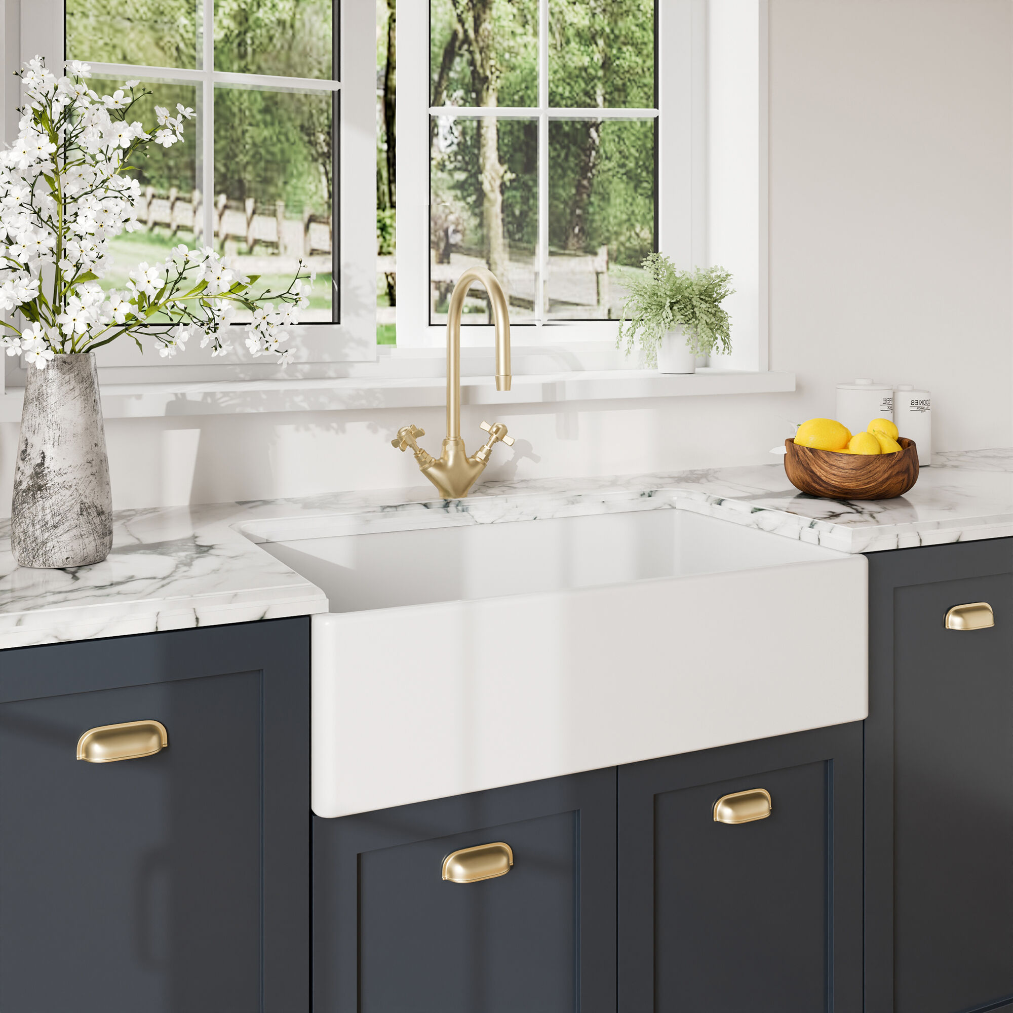 Valquest 30" Apron Front Fireclay Single Bowl Kitchen Sink