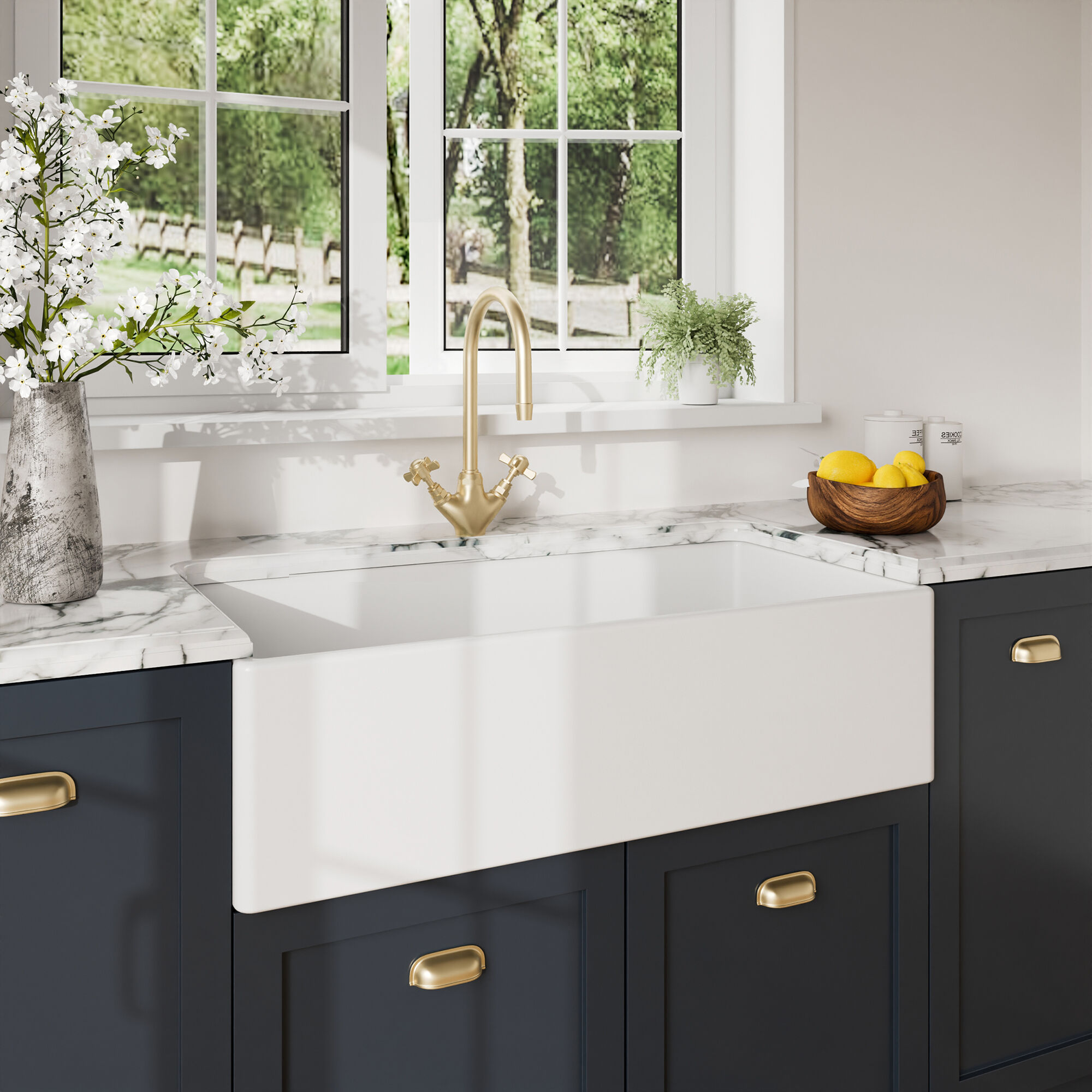 Valquest 36" Apron Front Fireclay Single Bowl Kitchen Sink