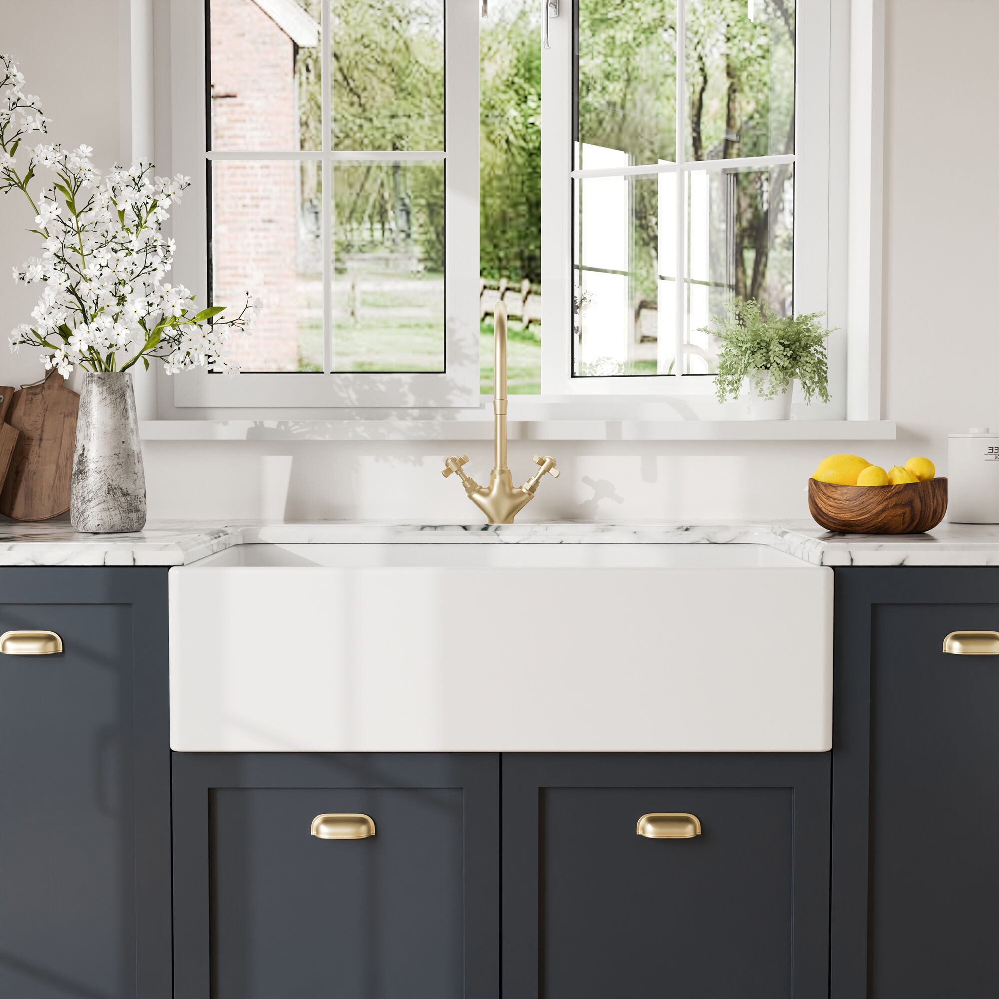 Valquest 36" Apron Front Fireclay Single Bowl Kitchen Sink