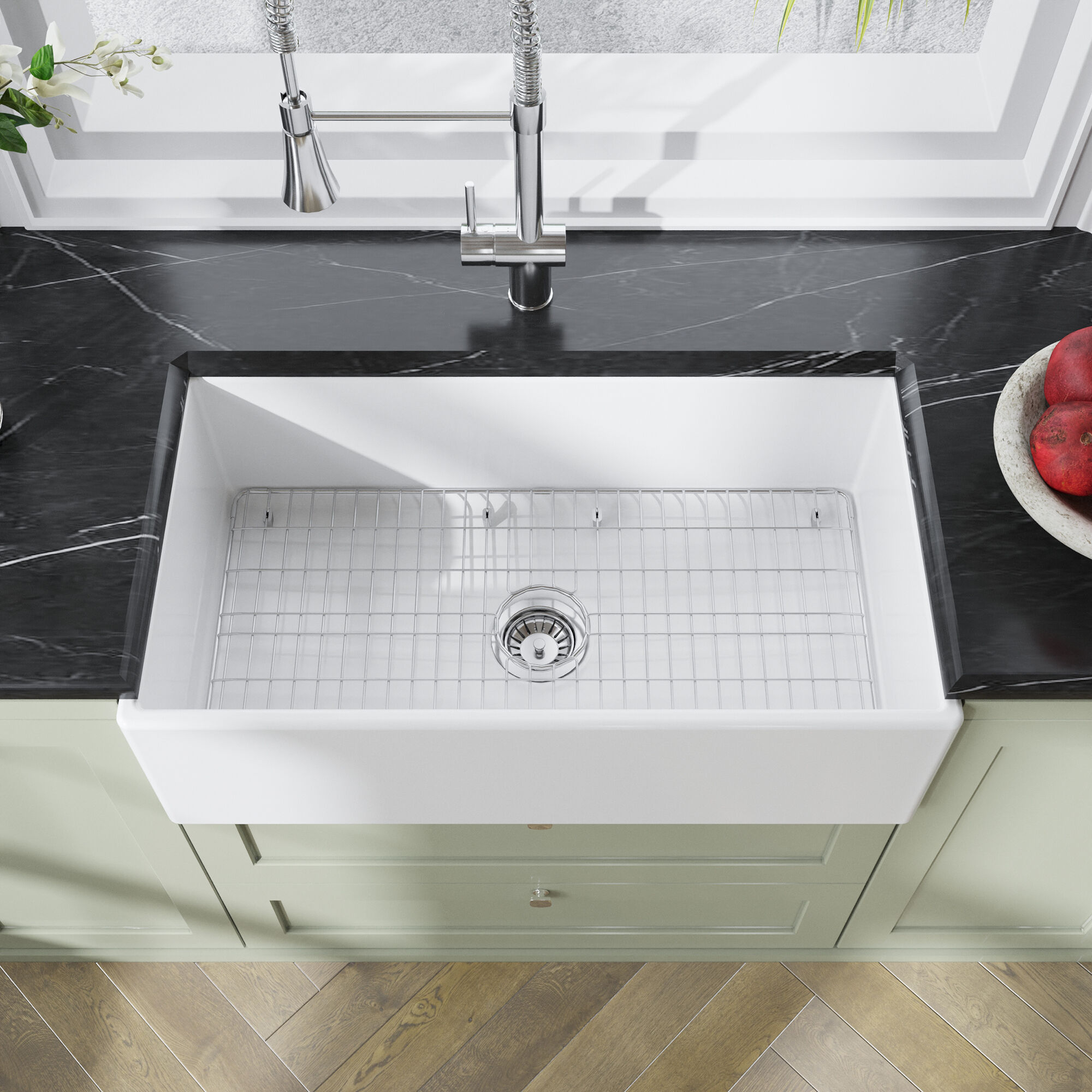 Valquest 33" Apron Front Fireclay Single Bowl Kitchen Sink