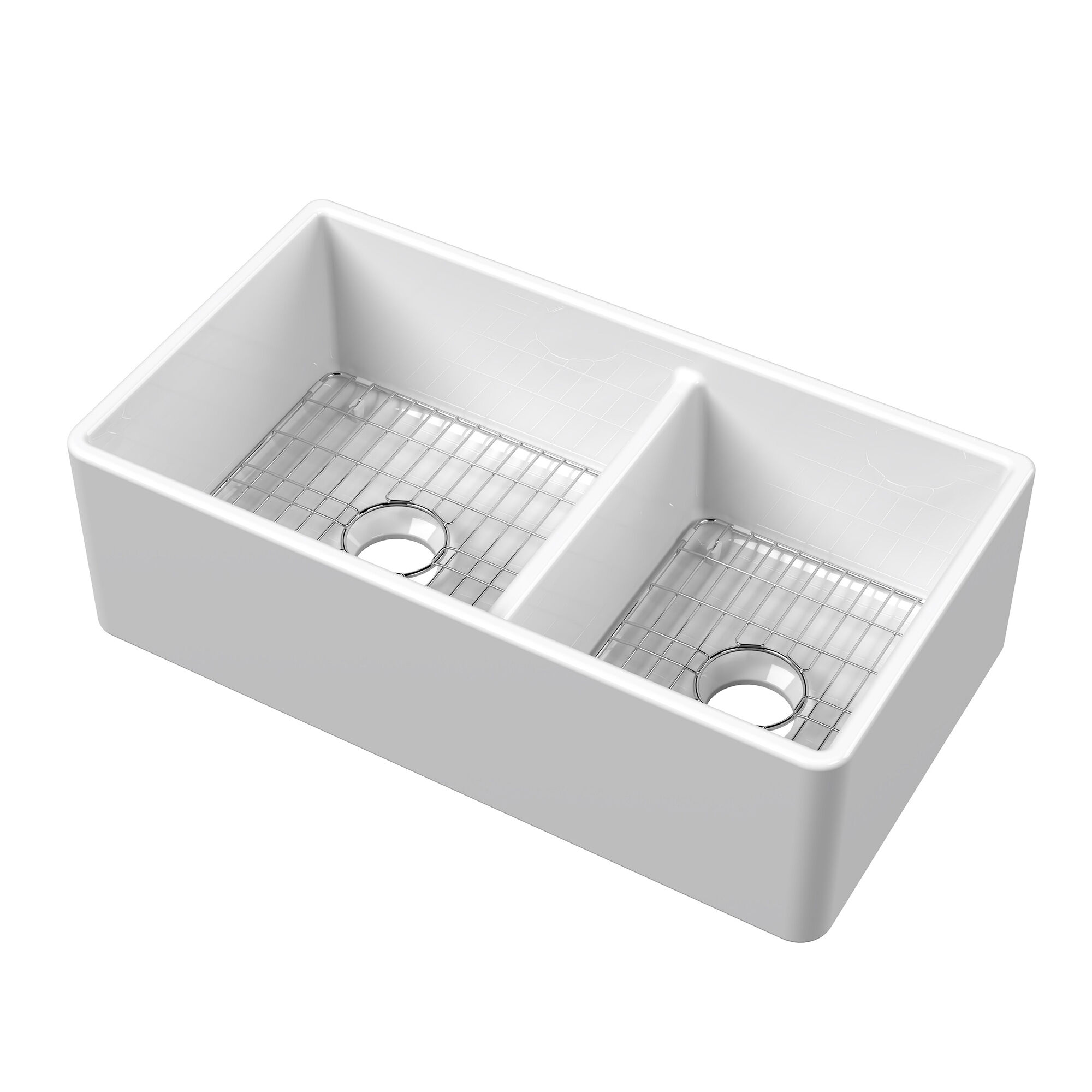 Valquest 33" Apron Front Fireclay Double Bowl Kitchen Sink