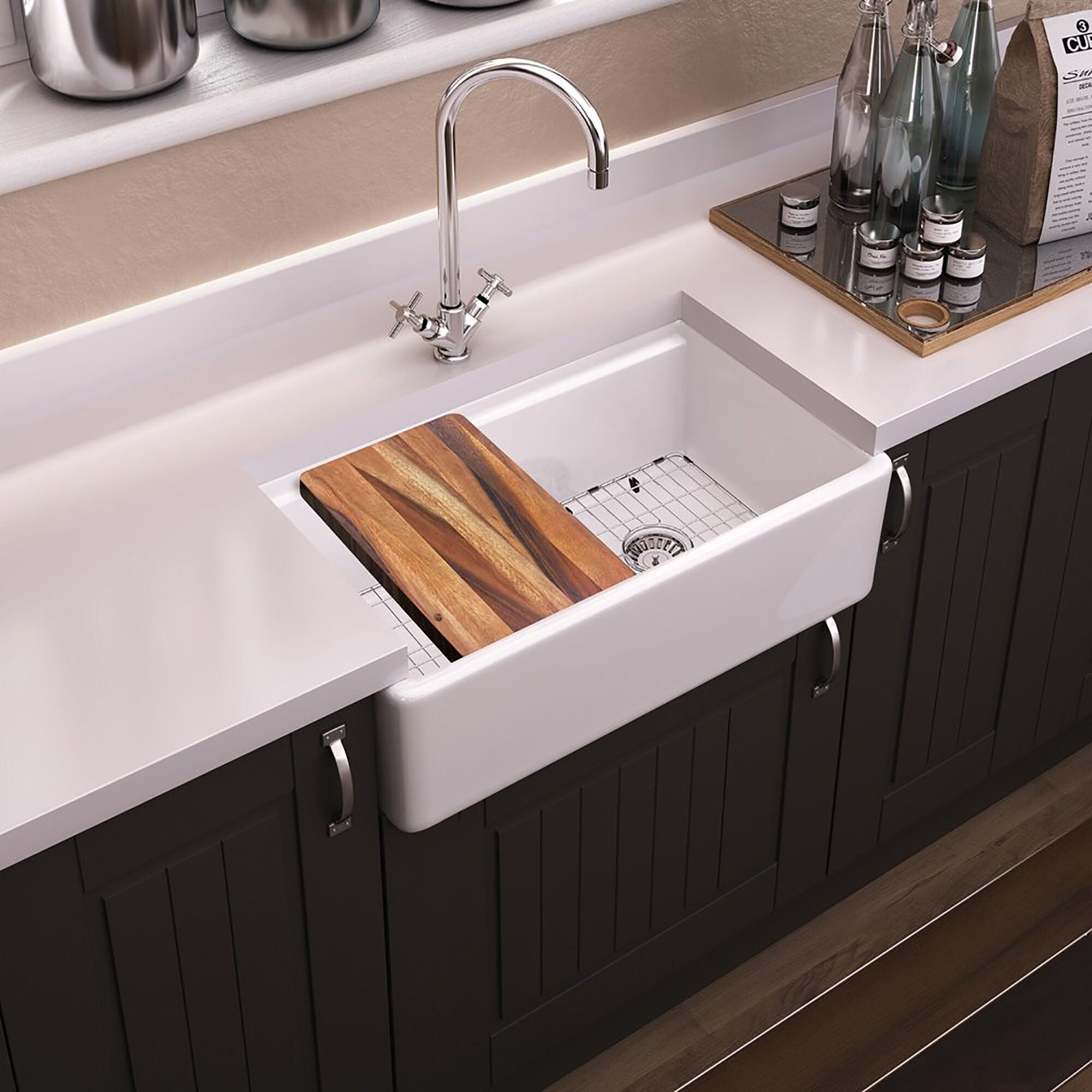 Valquest 33" Apron Front Fireclay Single Bowl Kitchen Sink